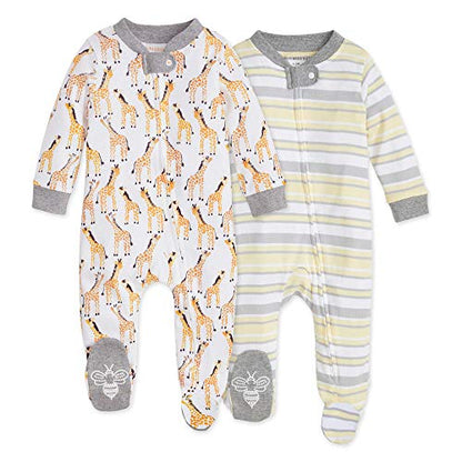 Burt's Bees Baby baby-boys Sleep and Play Pjs, 100% Organic Cotton One-piece Zip Front Romper Jumpsuit Pajamas