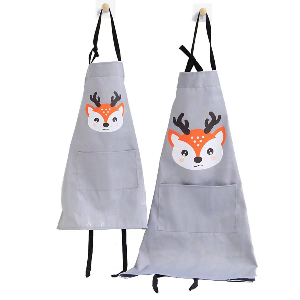 2 Pack Cotton Adjustable Parent and Child Apron with Pockets Mommy and Me Matching Set, Baking,Painting