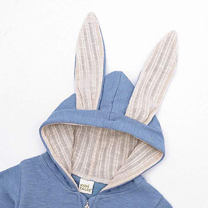 Simplee kids Animal Bunny Baby Easter Romper Long Ear Rabbit Hoodie Romper Jumpsuit with Zipper