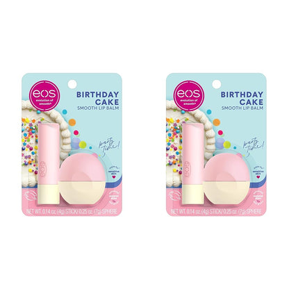 eos Natural Shea Lip Balm- Birthday Cake, All-Day Moisture Lip Care Products, 0.39 oz