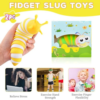 Cevioce Fidget Slug Toy, Sensory Slug Fidget Toy for Kids & Adults, 1Pc Cute Autism Sensory Toys for Autistic Children｜Great Birthday Gift for Girls Boys - Easter Basket Stuffers for Toddlers Kids