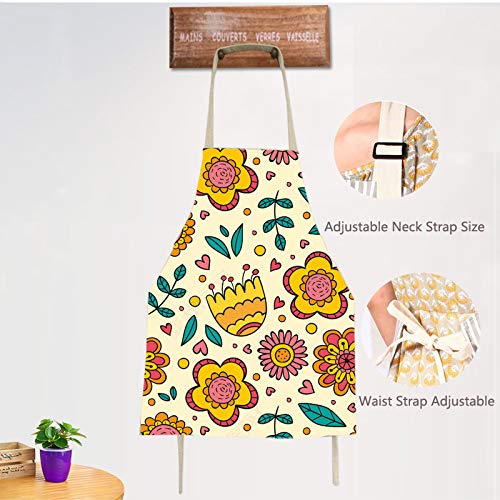 2 Pack Cotton Adjustable Parent and Child Apron with Pockets Mommy and Me Matching Set, Baking,Painting