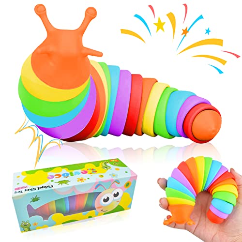 Cevioce Fidget Slug Toy, Sensory Slug Fidget Toy for Kids & Adults, 1Pc Cute Autism Sensory Toys for Autistic Children｜Great Birthday Gift for Girls Boys - Easter Basket Stuffers for Toddlers Kids