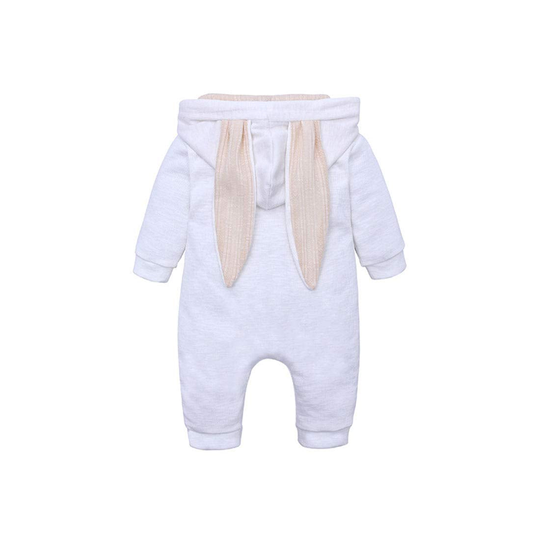 Simplee kids Animal Bunny Baby Easter Romper Long Ear Rabbit Hoodie Romper Jumpsuit with Zipper