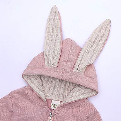 Simplee kids Animal Bunny Baby Easter Romper Long Ear Rabbit Hoodie Romper Jumpsuit with Zipper