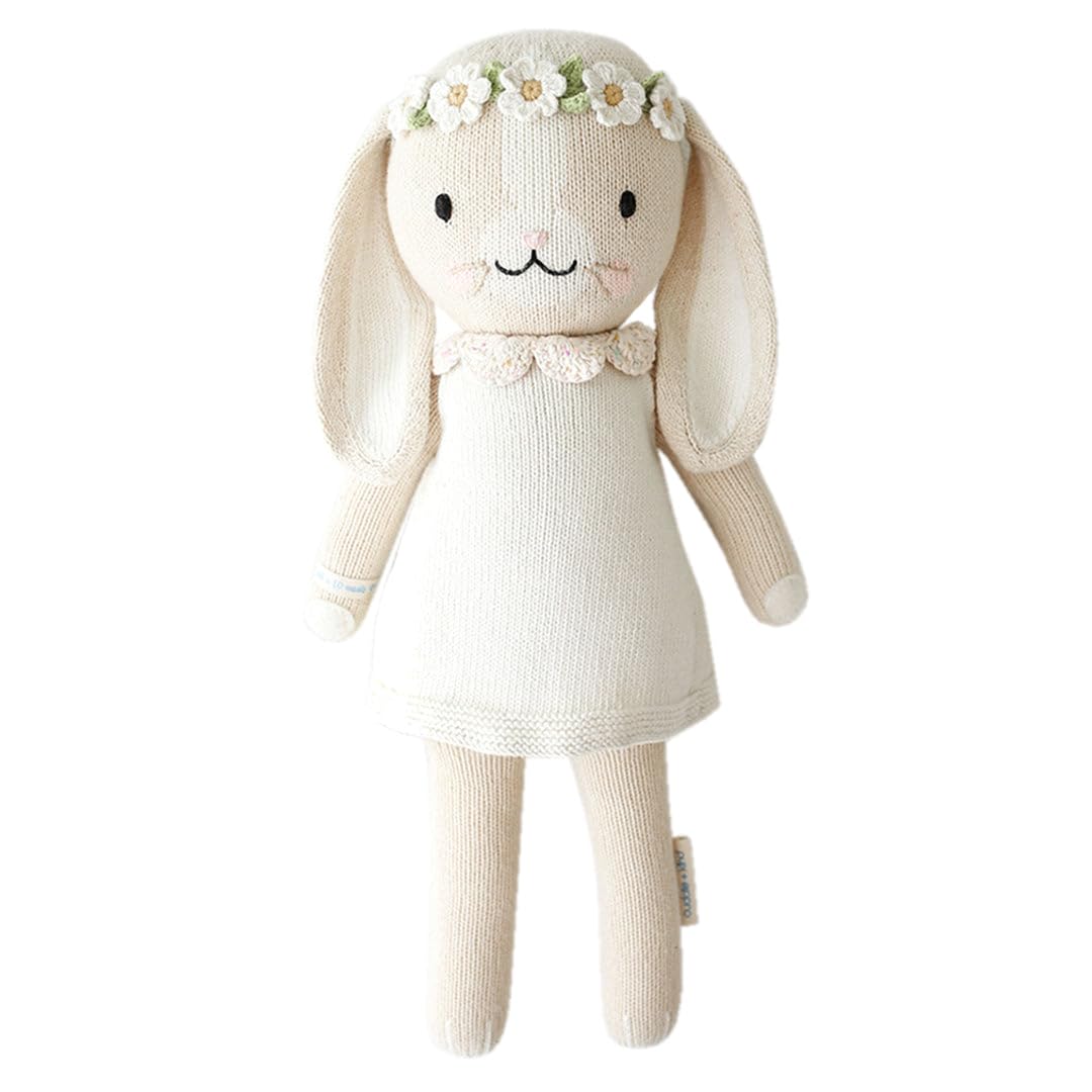 cuddle + kind Hannah The Bunny Ivory Little 13" Hand-Knit Doll – 1 Doll = 10 Meals, Fair Trade, Heirloom Quality, Handcrafted in Peru, 100% Cotton Yarn