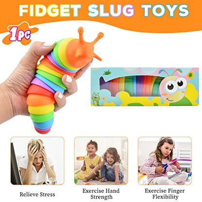 Cevioce Fidget Slug Toy, Sensory Slug Fidget Toy for Kids & Adults, 1Pc Cute Autism Sensory Toys for Autistic Children｜Great Birthday Gift for Girls Boys - Easter Basket Stuffers for Toddlers Kids