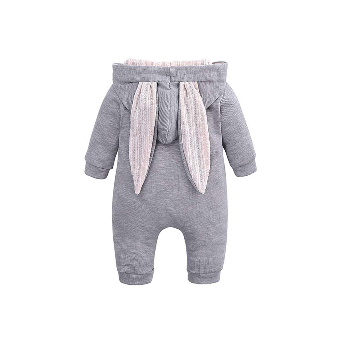 Simplee kids Animal Bunny Baby Easter Romper Long Ear Rabbit Hoodie Romper Jumpsuit with Zipper