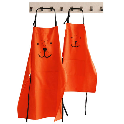 2 Pack Cartoon Apron Cute Bear Parent and Child Apron,Father Mother Son Daughter Matching Set Adult and Kid