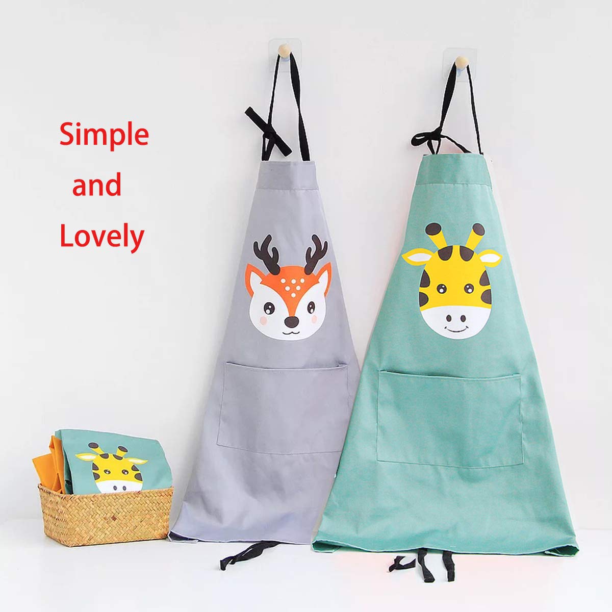 2 Pack Cotton Adjustable Parent and Child Apron with Pockets Mommy and Me Matching Set, Baking,Painting