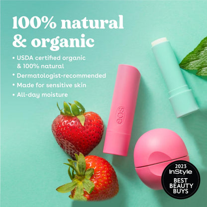 eos Natural Shea Lip Balm- Birthday Cake, All-Day Moisture Lip Care Products, 0.39 oz