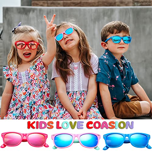 COASION Kids Polarized Sunglasses TPEE Rubber Flexible Shades for Girls Boys Age 3-9