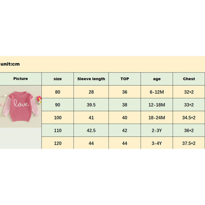 Baby Girl Valentines Day Outfit Love Heart Sweet Long Sleeve Sweater Tshirt Crewneck Tops Fall Winter Clothes