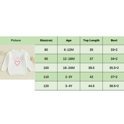 Baby Girl Valentines Day Outfit Love Heart Sweet Long Sleeve Sweater Tshirt Crewneck Tops Fall Winter Clothes