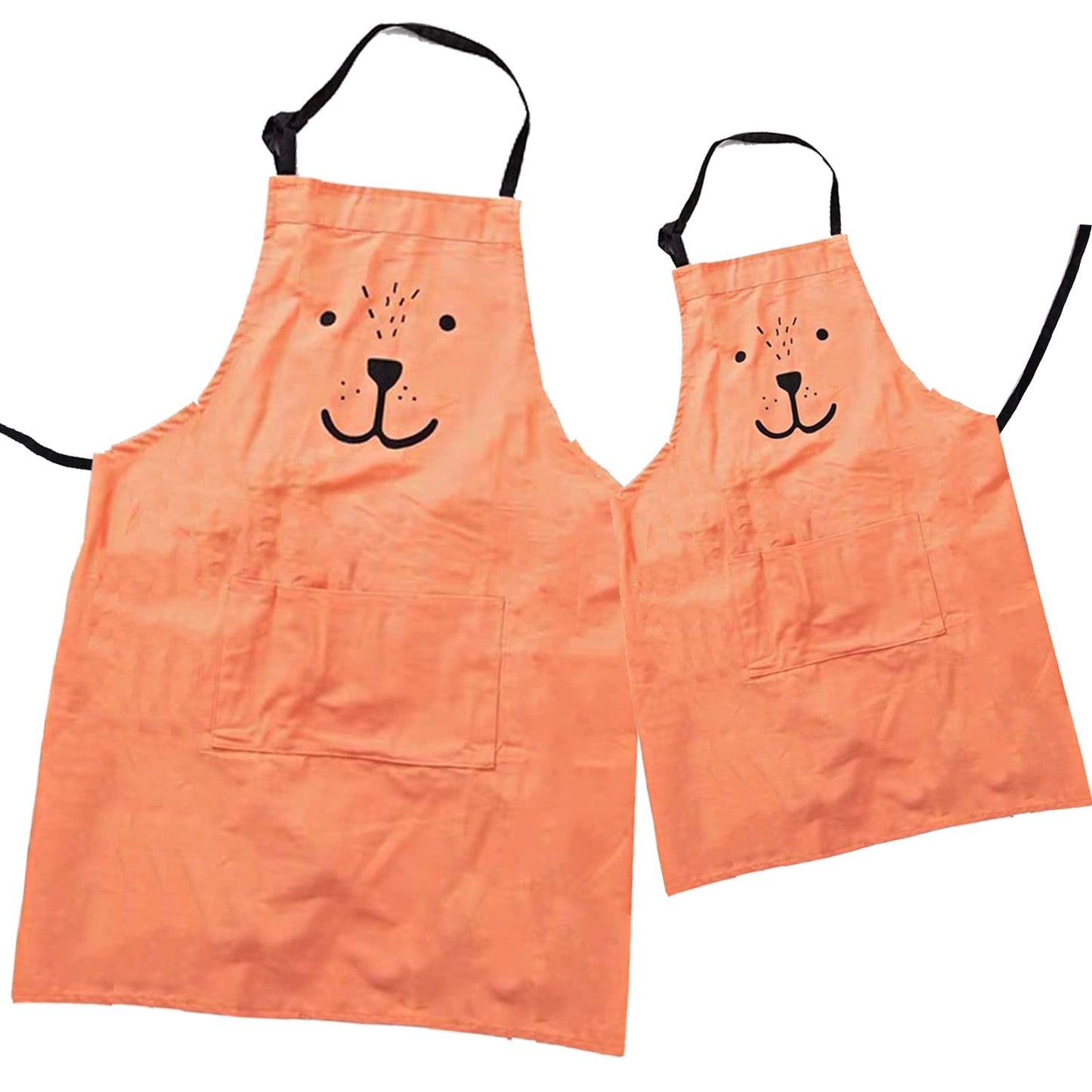 2 Pack Cotton Adjustable Parent and Child Apron with Pockets Mommy and Me Matching Set, Baking,Painting