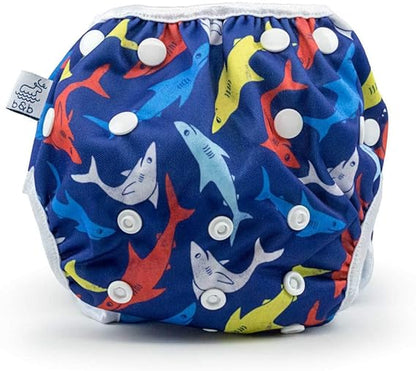 Large Nageuret Reusable Swim Diaper, Adjustable & Stylish Fits Diapers Sizes 4-7 (Approx. 20-55lbs) Ultra Premium Quality for Swimming Lessons (Anchors)