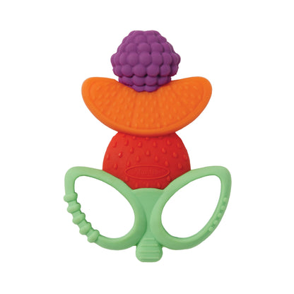 Infantino Lil' Nibbles Textured Silicone Baby Teether - Sensory Exploration and Teething Relief with Easy to Hold Handles, Orange Carrot, 0+ Months