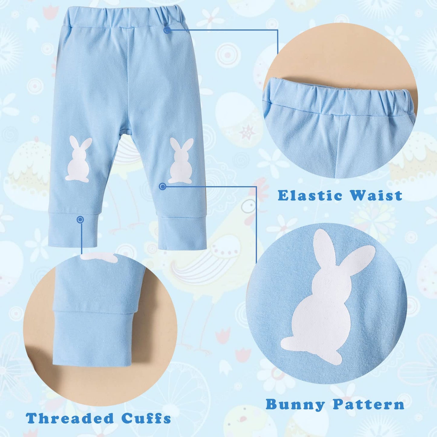 Fairy Baby Infant Baby Boy My First Easter Day Gentleman Outfits Newborn Bow Tie Romper Bunny Pant Clothes Set with Hat 0-18M