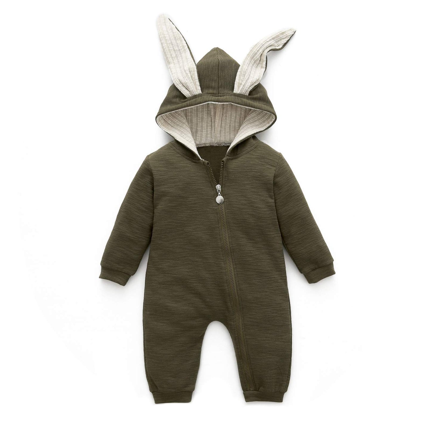 Simplee kids Animal Bunny Baby Easter Romper Long Ear Rabbit Hoodie Romper Jumpsuit with Zipper