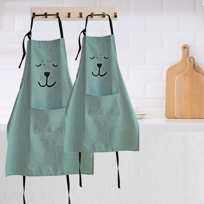 2 Pack Cartoon Apron Cute Bear Parent and Child Apron,Father Mother Son Daughter Matching Set Adult and Kid