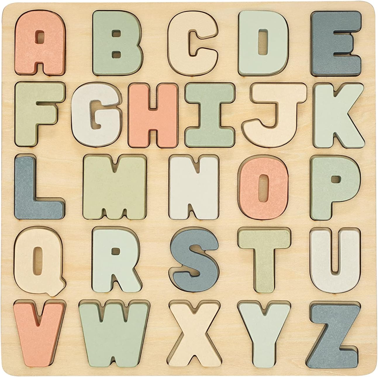 Pearhead Wooden Alphabet Puzzle, Easter Basket Stuffers Toddler Boys and Girls, Colorful ABC Letters, Interactive Learning Board Educational Toy, Baby and Toddler Ages 1+ Years