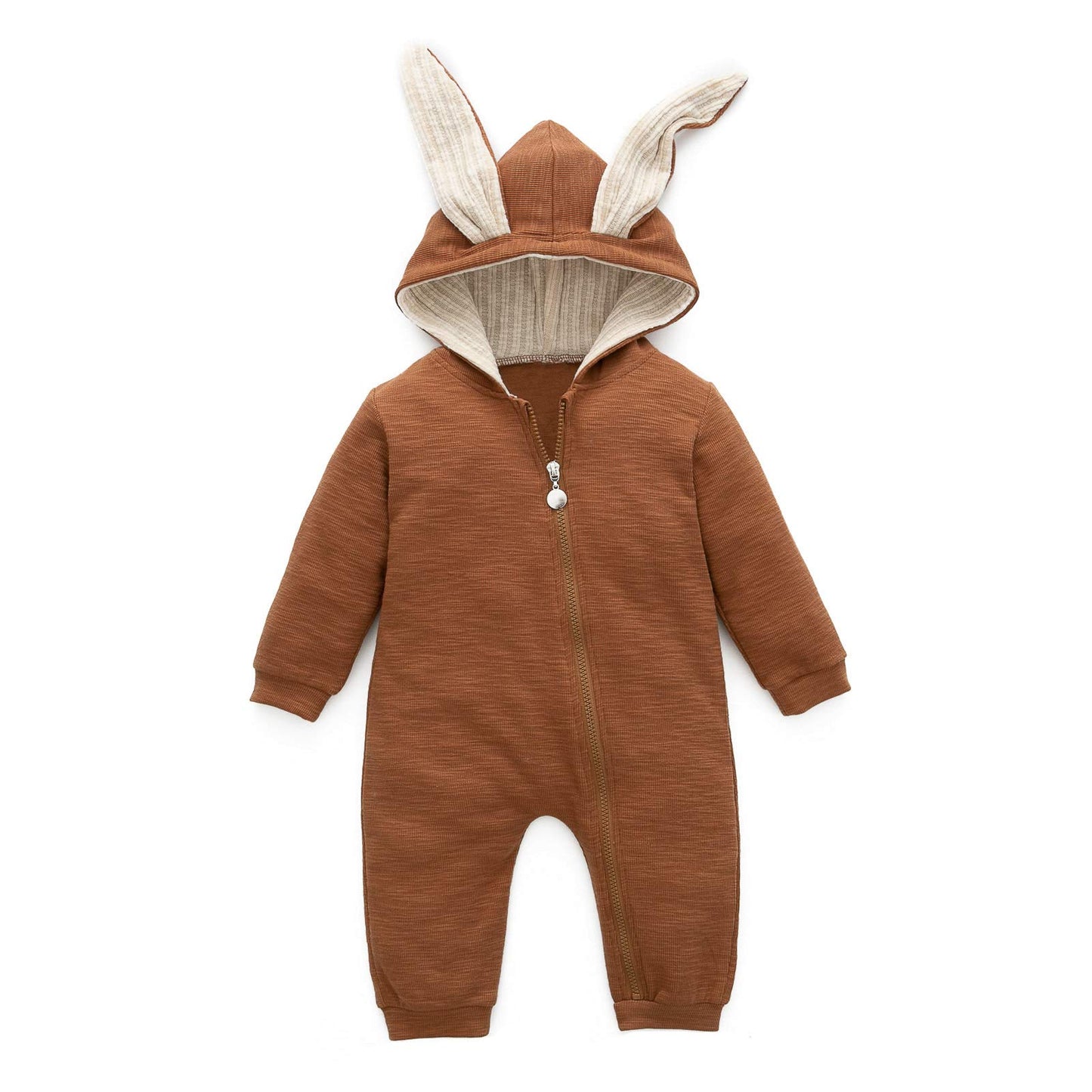 Simplee kids Animal Bunny Baby Easter Romper Long Ear Rabbit Hoodie Romper Jumpsuit with Zipper