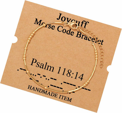 JoycuFF Inspirational Morse Code Bracelets for Women Silver Beads Jewelry Encouragement Mantra Gifts for Her