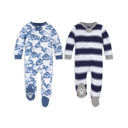 Burt's Bees Baby baby-boys Sleep and Play Pjs, 100% Organic Cotton One-piece Zip Front Romper Jumpsuit Pajamas