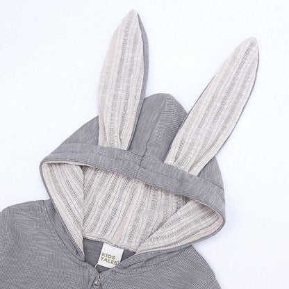 Simplee kids Animal Bunny Baby Easter Romper Long Ear Rabbit Hoodie Romper Jumpsuit with Zipper