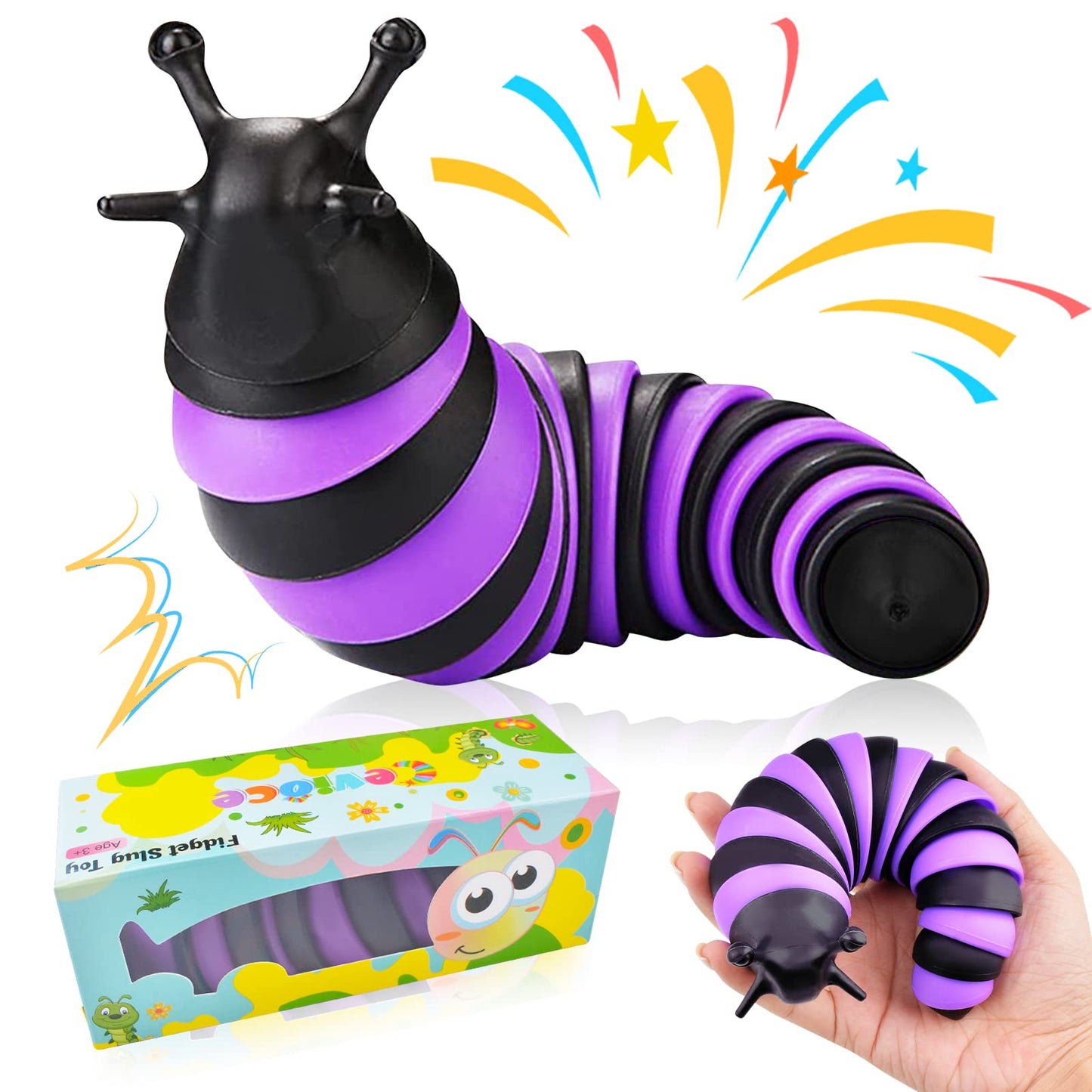 Cevioce Fidget Slug Toy, Sensory Slug Fidget Toy for Kids & Adults, 1Pc Cute Autism Sensory Toys for Autistic Children｜Great Birthday Gift for Girls Boys - Easter Basket Stuffers for Toddlers Kids