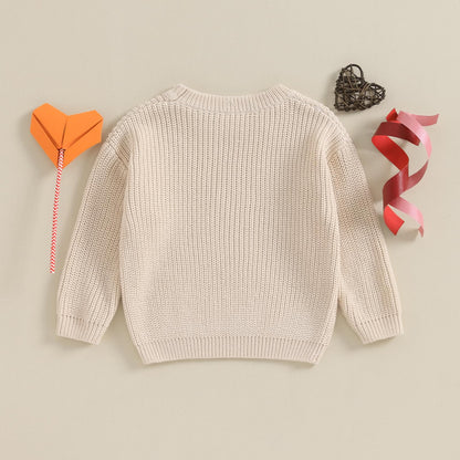 Baby Girl Valentines Day Outfit Love Heart Sweet Long Sleeve Sweater Tshirt Crewneck Tops Fall Winter Clothes