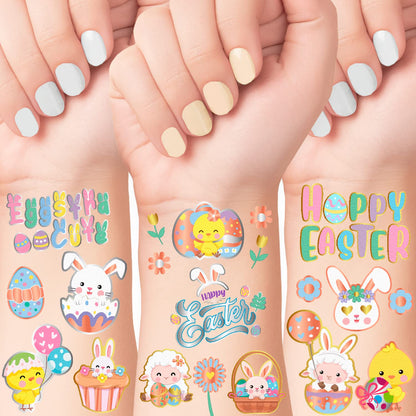 Easter Temporary Tattoos Party Favors for Kids 4 Metallic Sheets, Egg Gifts Party Supplies for Toddlers, girls, boys, Bulk Easter Basket Stuffers Fillers, Religious Goodie Bags Toys. Class Games Prizes. Rose gold, Gold & Silver