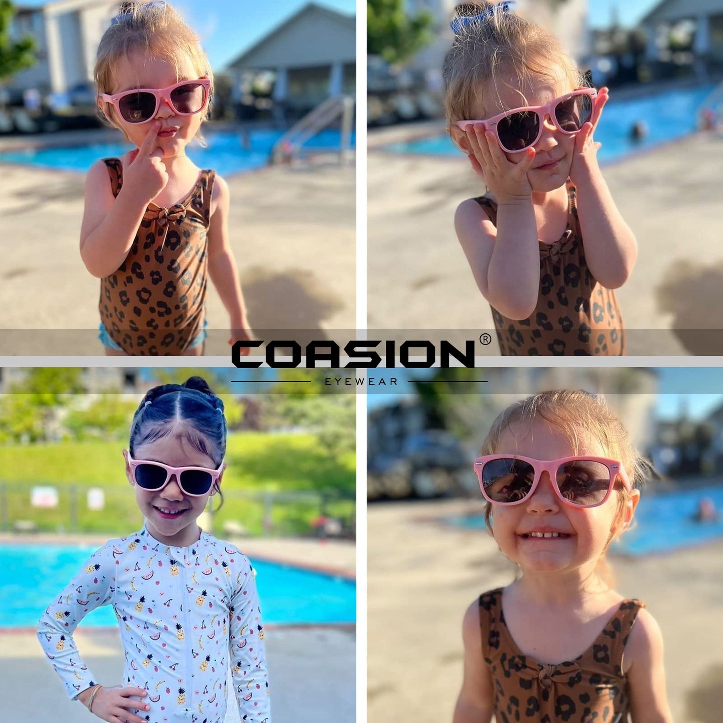 COASION Kids Polarized Sunglasses TPEE Rubber Flexible Shades for Girls Boys Age 3-9