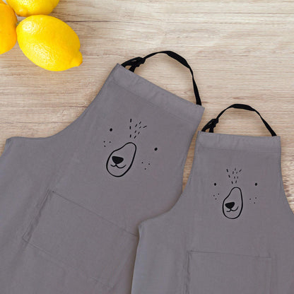 2 Pack Cartoon Apron Cute Bear Parent and Child Apron,Father Mother Son Daughter Matching Set Adult and Kid