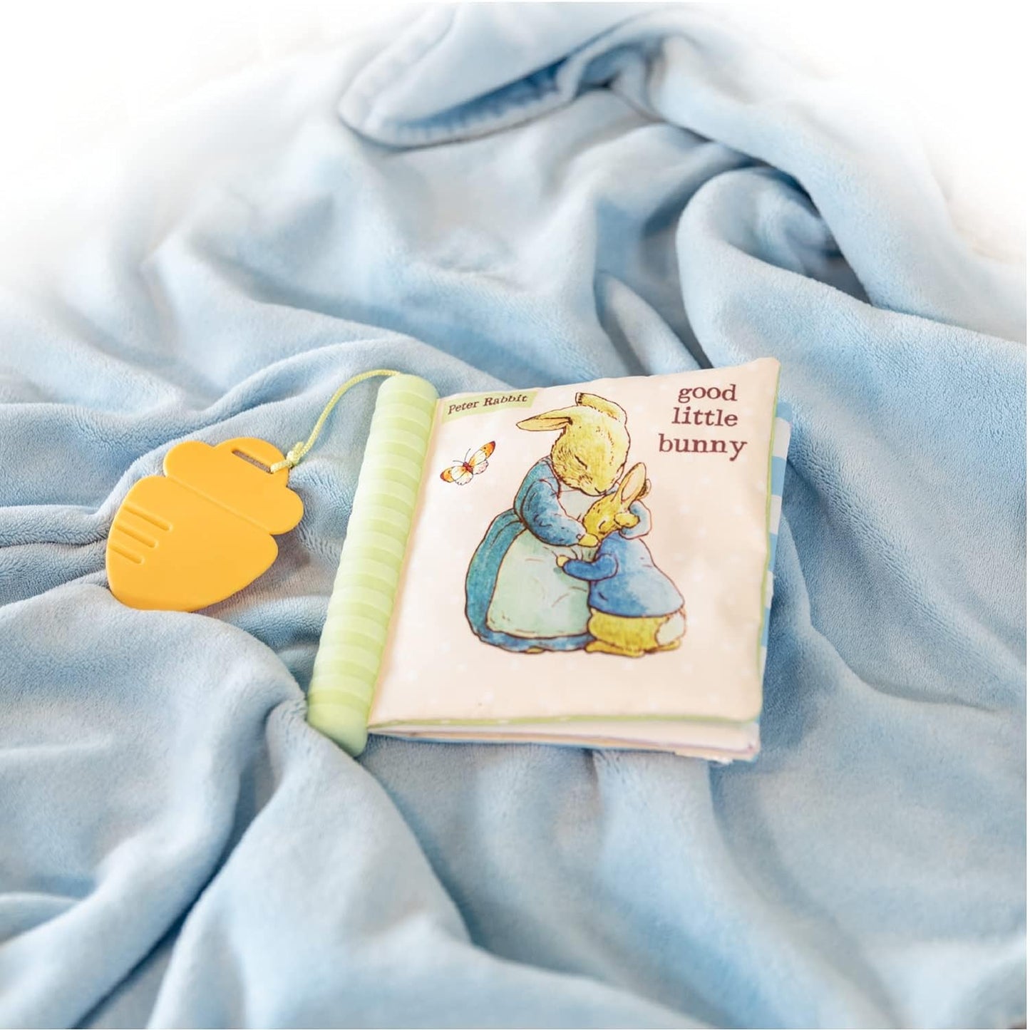 KIDS PREFERRED Beatrix Potter Peter Rabbit Soft Teether Book with Sensory Teether Spine and Teether Toy