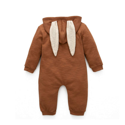 Simplee kids Animal Bunny Baby Easter Romper Long Ear Rabbit Hoodie Romper Jumpsuit with Zipper