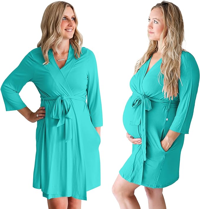 Posh Peanut Robe for Maternity, Nursing, Hospital Labor & Delivery Gown, Soft Bamboo, Women's Robes for New Pregnancy Mom