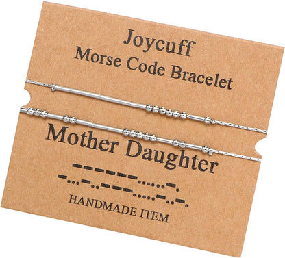 JoycuFF Inspirational Morse Code Bracelets for Women Silver Beads Jewelry Encouragement Mantra Gifts for Her