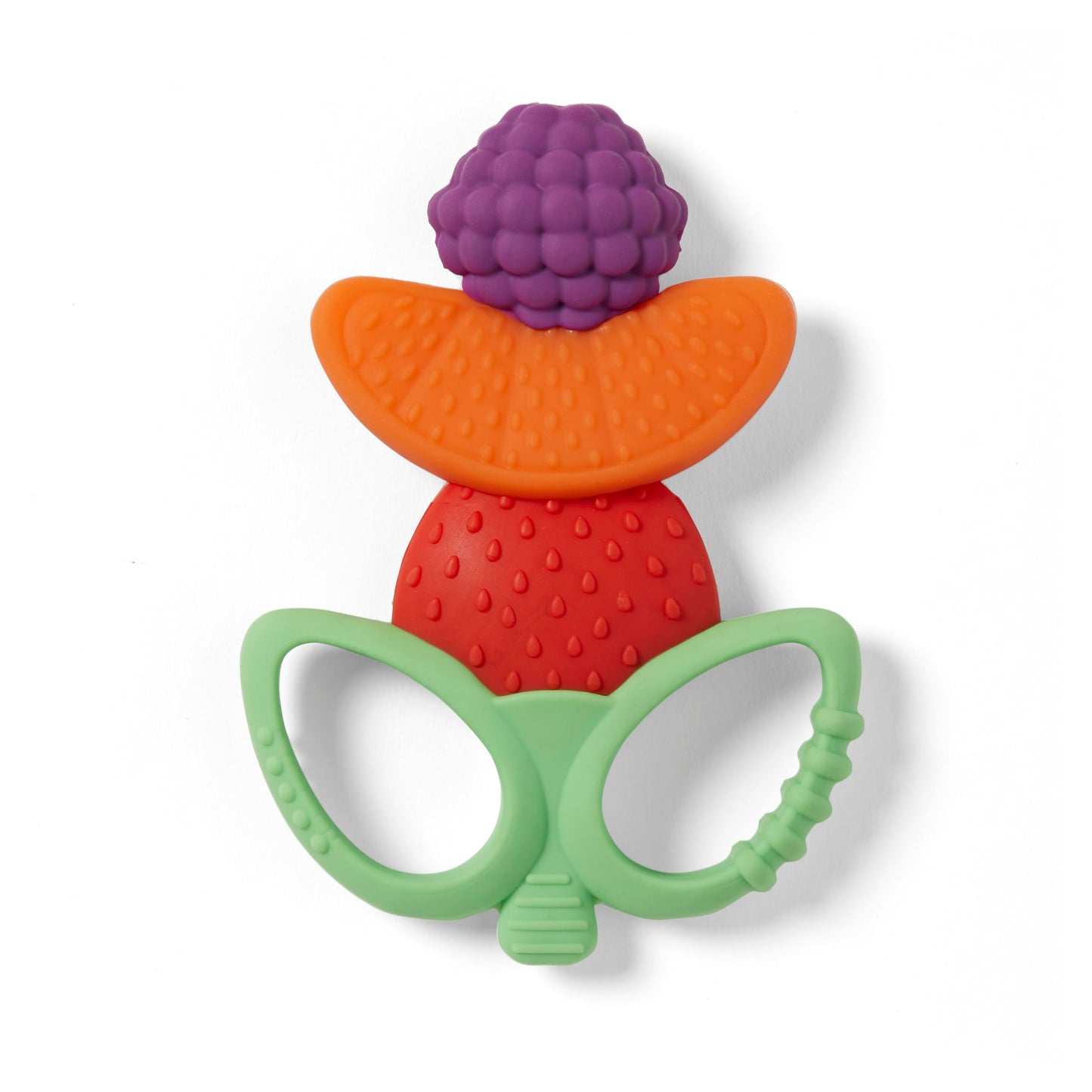 Infantino Lil' Nibbles Textured Silicone Baby Teether - Sensory Exploration and Teething Relief with Easy to Hold Handles, Orange Carrot, 0+ Months