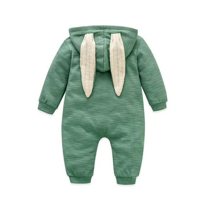 Simplee kids Animal Bunny Baby Easter Romper Long Ear Rabbit Hoodie Romper Jumpsuit with Zipper