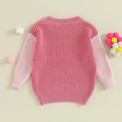 Baby Girl Valentines Day Outfit Love Heart Sweet Long Sleeve Sweater Tshirt Crewneck Tops Fall Winter Clothes