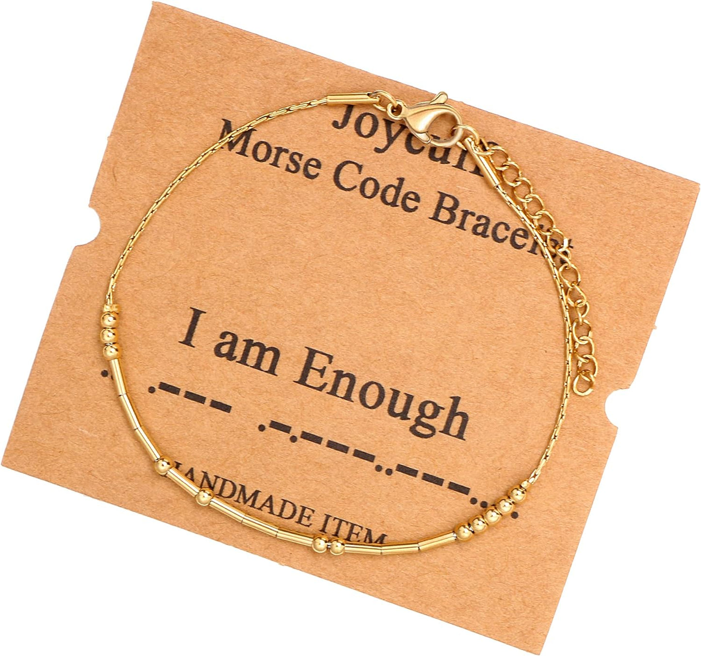 JoycuFF Inspirational Morse Code Bracelets for Women Silver Beads Jewelry Encouragement Mantra Gifts for Her