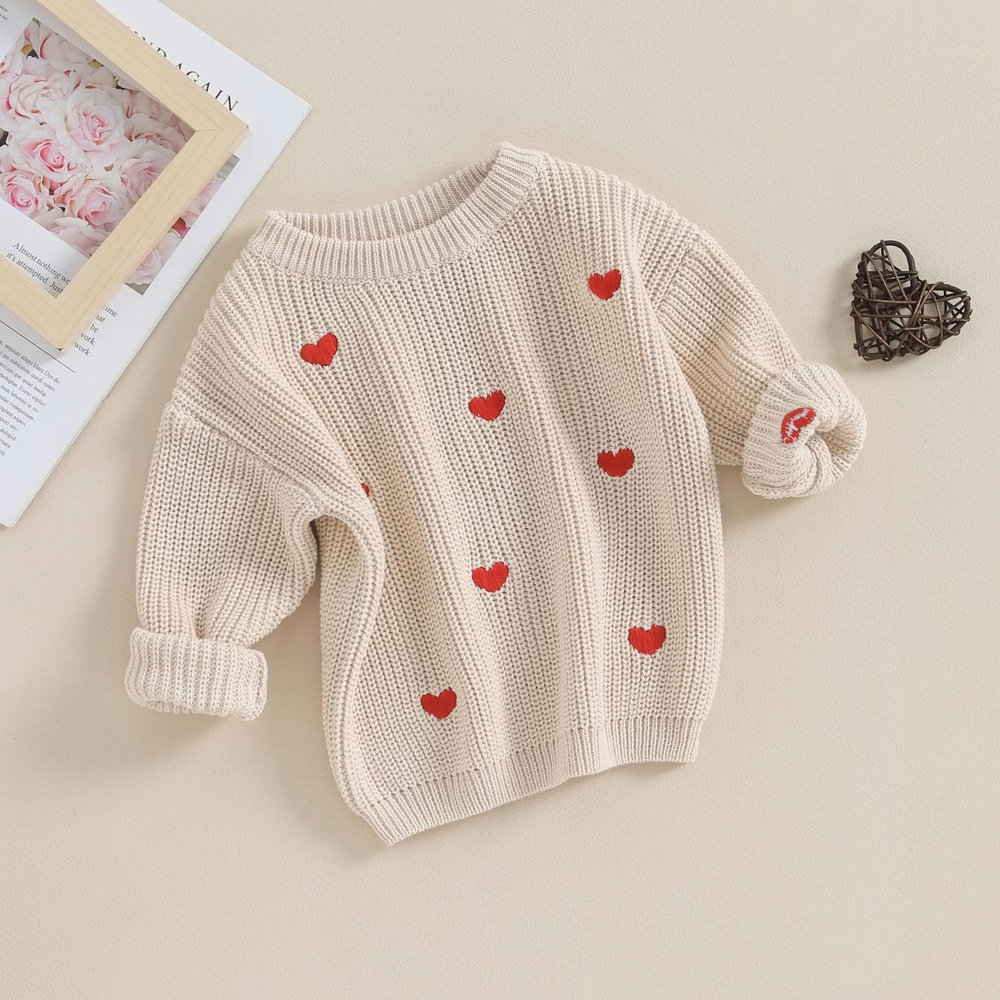 Baby Girl Valentines Day Outfit Love Heart Sweet Long Sleeve Sweater Tshirt Crewneck Tops Fall Winter Clothes