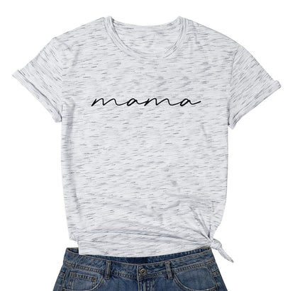 ASTANFY Mama Shirts Women Mama Letter Printed T-Shirt Mama Graphic Tee Casual Short Sleeve Tops Tee