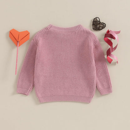 Baby Girl Valentines Day Outfit Love Heart Sweet Long Sleeve Sweater Tshirt Crewneck Tops Fall Winter Clothes