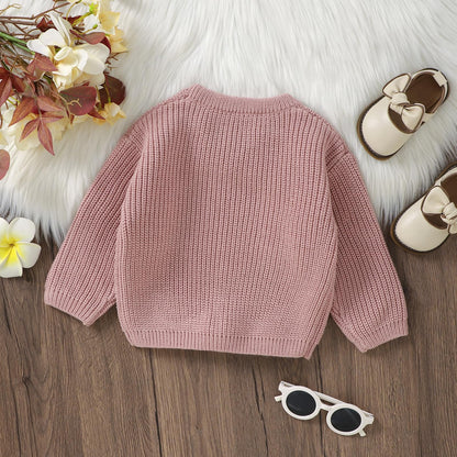 Baby Girl Valentines Day Outfit Love Heart Sweet Long Sleeve Sweater Tshirt Crewneck Tops Fall Winter Clothes