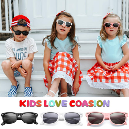 COASION Kids Polarized Sunglasses TPEE Rubber Flexible Shades for Girls Boys Age 3-9