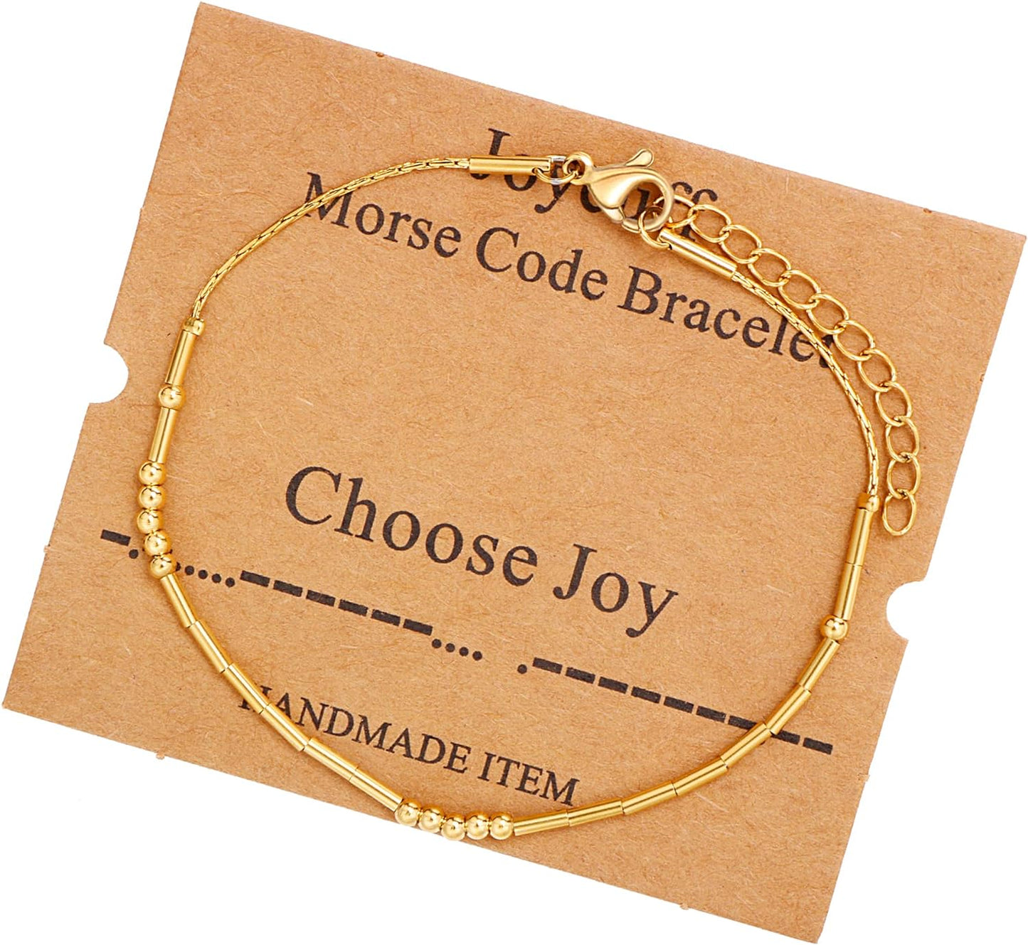 JoycuFF Inspirational Morse Code Bracelets for Women Silver Beads Jewelry Encouragement Mantra Gifts for Her