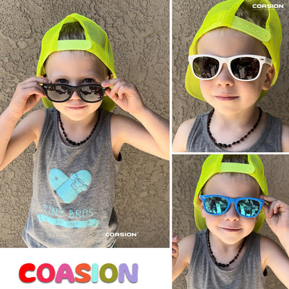 COASION Kids Polarized Sunglasses TPEE Rubber Flexible Shades for Girls Boys Age 3-9