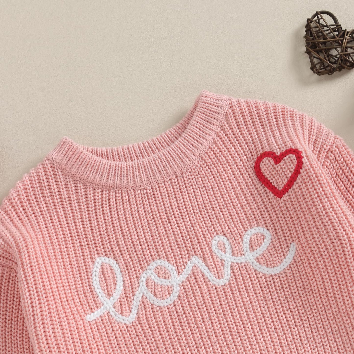 Baby Girl Valentines Day Outfit Love Heart Sweet Long Sleeve Sweater Tshirt Crewneck Tops Fall Winter Clothes